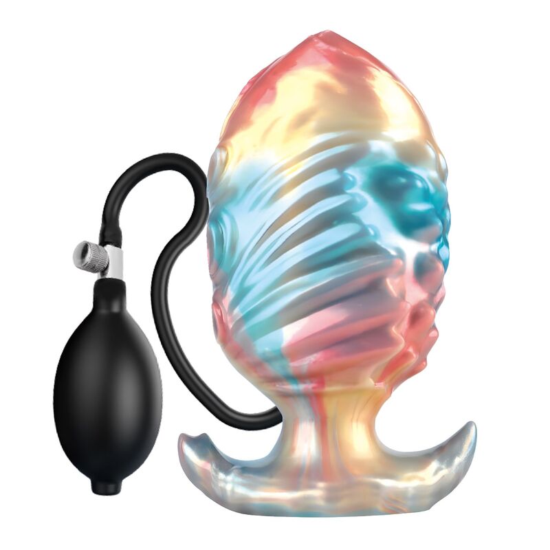 Power Monsters - Plug Anal Inflável Fantasia Tricolor Leviathan de Ébano 18 cm