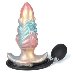 Power Monsters - Plug Anal Inflável Fantasia Tricolor Leviathan de Ébano 18 cm
