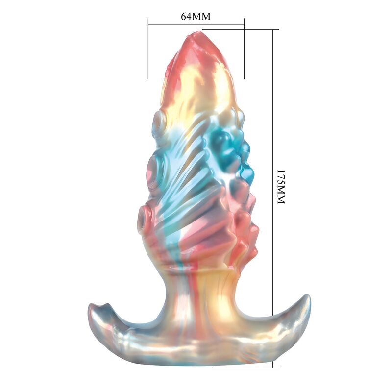 Power Monsters - Plug Anal Inflável Fantasia Tricolor Leviathan de Ébano 18 cm