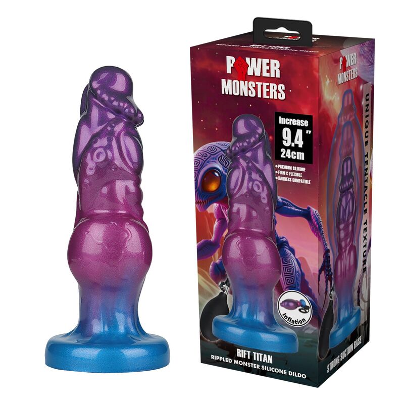 Power Monsters - Rift Titan Bicolor Dildo de Silicone Inflável Fantasia 24 cm Ø 5 cm