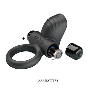 Pretty Love - Anel Vibratório para Pênis Adrien com 10 Funções - Preto
