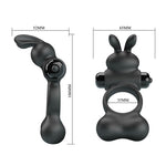 Pretty Love - Anel Peniano Vibratório com Estimulador de Coelhinho, 10 Funções, Preto