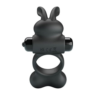 Pretty Love - Anel Peniano Vibratório com Estimulador de Coelhinho, 10 Funções, Preto
