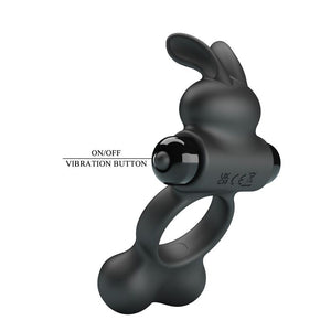 Pretty Love - Anel Peniano Vibratório com Estimulador de Coelhinho, 10 Funções, Preto
