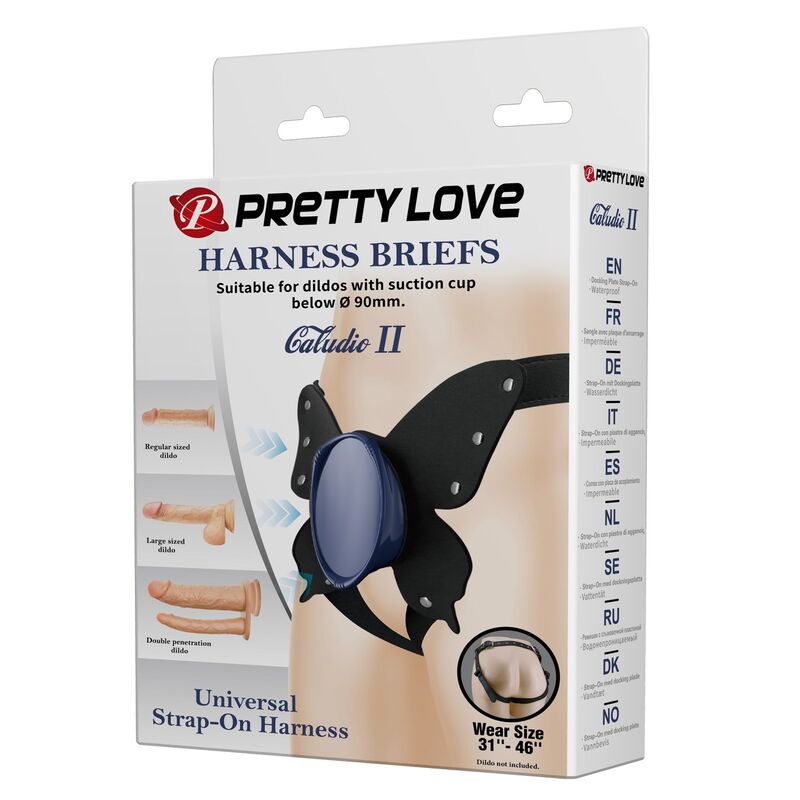 Pretty Love - Calcinha Universal com Arnês Preta e Azul