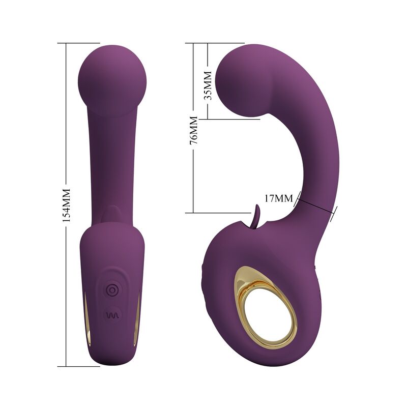 Pretty Love - Brynnlee Vibrador Recarregável com Estimulador Oral, 10 Vibrações e 5 Funções de Lambida, Roxo