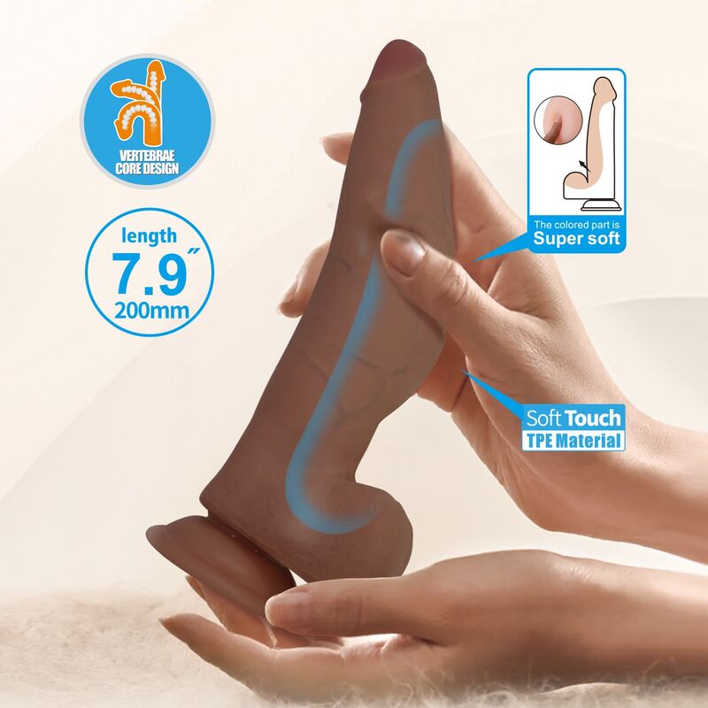 Pretty Love - Cuthbert Dildo Flexível Realista 20 cm Ø 5 cm Tpe Marrom