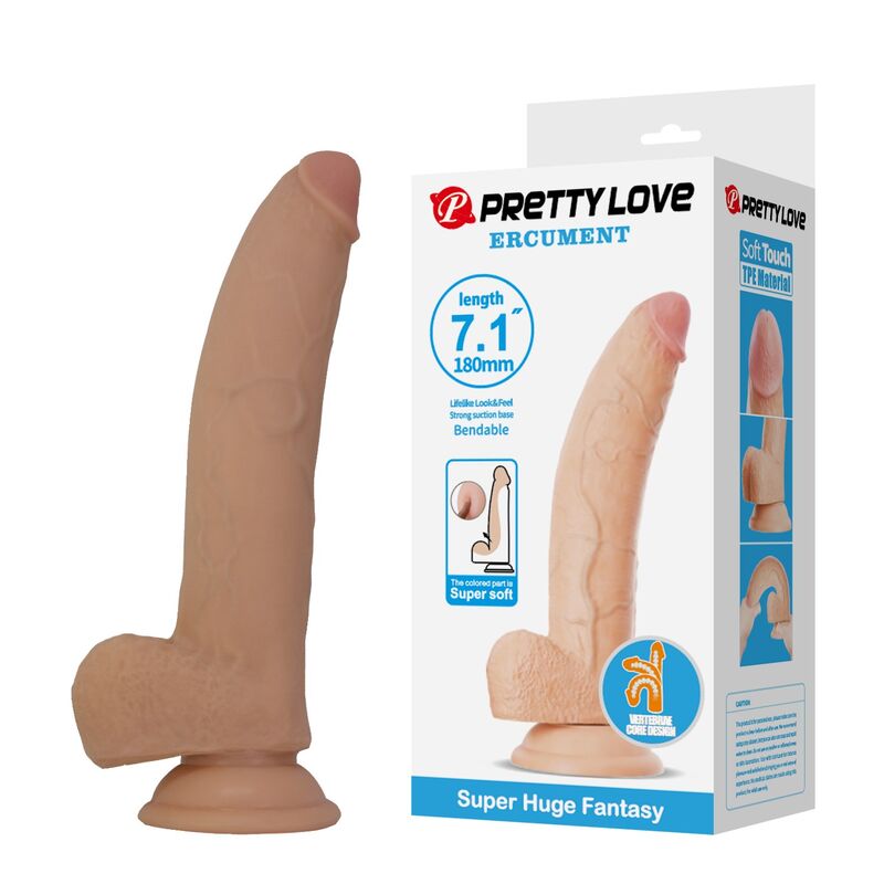 Pretty Love - Ellcument Dildo Flexível Realista 18 cm Ø 4,5 cm Tpe Natural