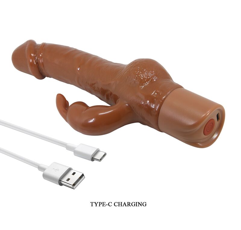 Pretty Love - Vibrador Realista em Formato de Coelho Ellison 22,6 cm Ø 4,2 cm Marrom