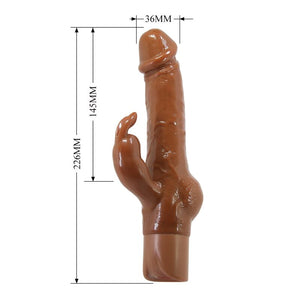 Pretty Love - Vibrador Realista em Formato de Coelho Ellison 22,6 cm Ø 4,2 cm Marrom