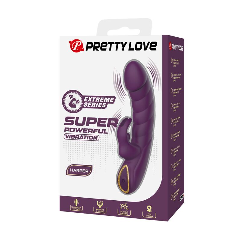 Pretty Love - Vibrador Coelho Recarregável Harper com 10 Funções - Roxo