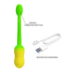 Pretty Love - Ovo Vibratório com Controle por Aplicativo Pulsen, 12 Funções, Recarregável Via USB, Verde-Amarelo
