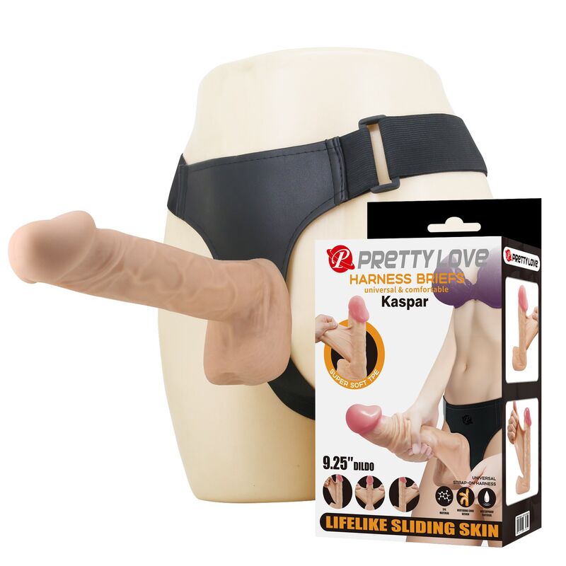 Pretty Love - Kaspar Harness com Dildo Flexível 21 cm Ø 5 cm Natural