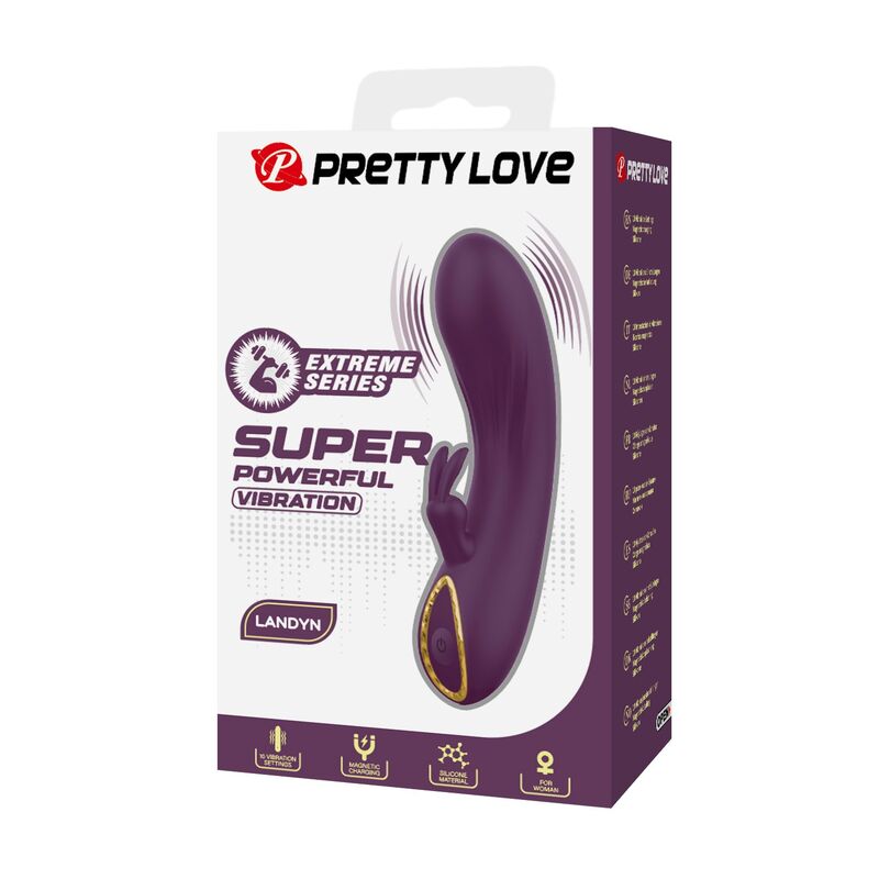 Pretty Love - Vibrador Coelho Recarregável Landyn com 10 Funções - Roxo