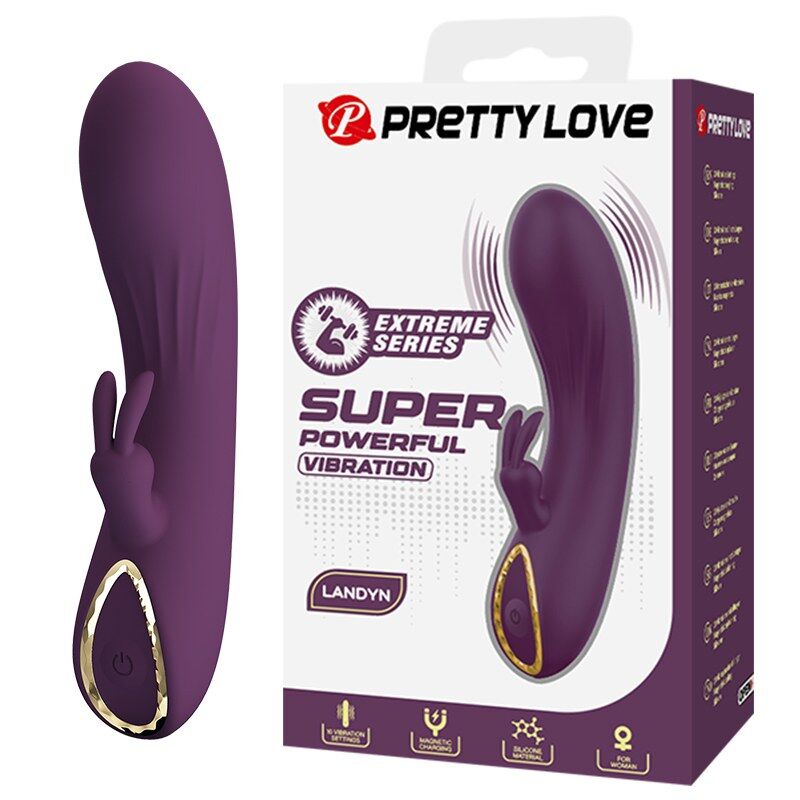 Pretty Love - Vibrador Coelho Recarregável Landyn com 10 Funções - Roxo