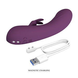 Pretty Love - Vibrador Coelho Recarregável Landyn com 10 Funções - Roxo