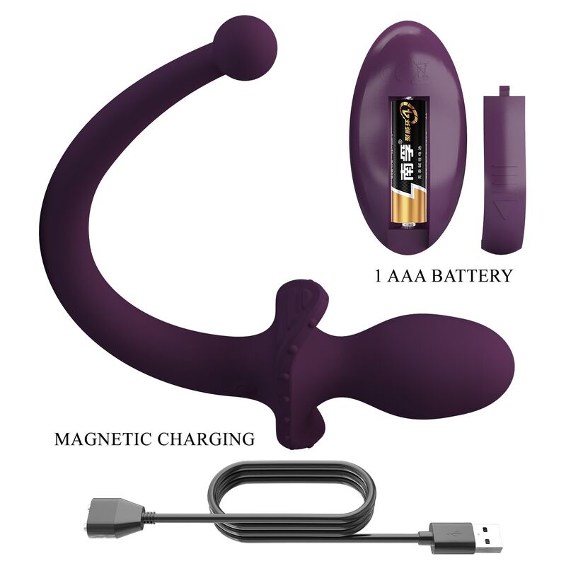 Pretty Love - Lioea Plug Anal Vibratório com Rabo 12 Funções Roxo com Controle Remoto