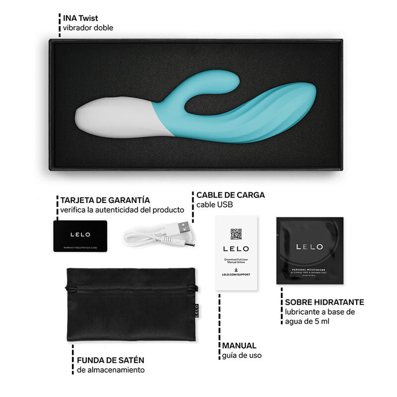 Lelo - Ina Twist Vibrador Duplo Coelho para Ponto G e Clitóris Azul