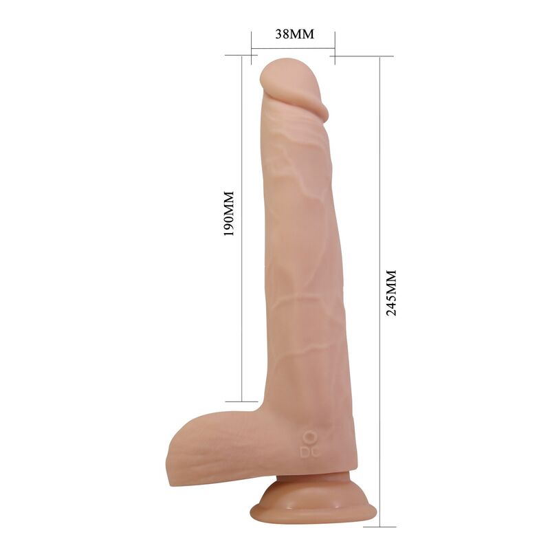 Pretty Love - Nolan Dildo Vibratório com Controle Remoto, 24,5 cm Ø 5 cm Natural
