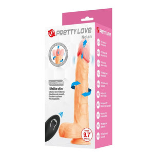 Pretty Love - Nolan Dildo Vibratório com Controle Remoto, 24,5 cm Ø 5 cm Natural