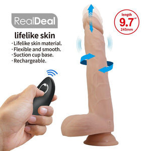 Pretty Love - Nolan Dildo Vibratório com Controle Remoto, 24,5 cm Ø 5 cm Natural