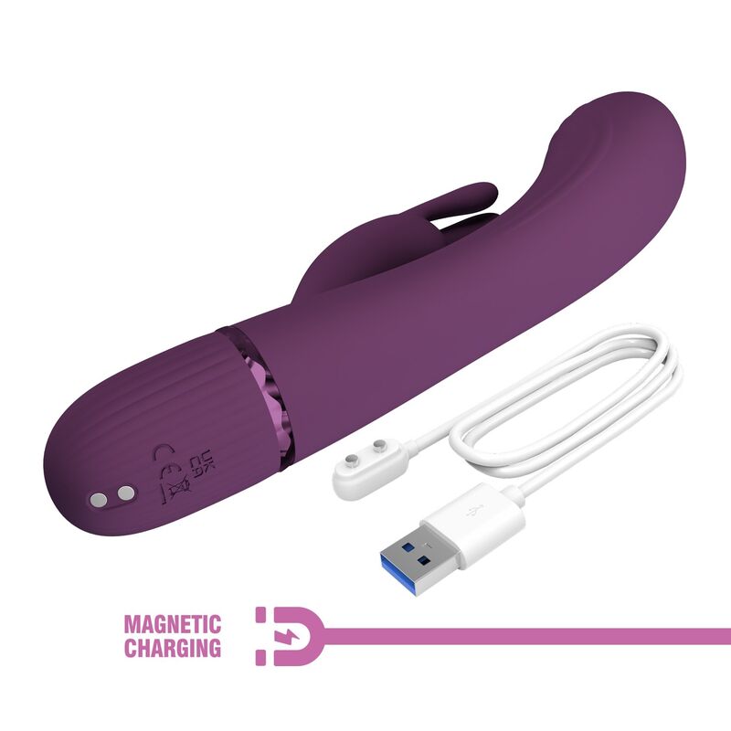 Pretty Love - Vibrador Coelho Recarregável Rocco com 10 Funções - Roxo