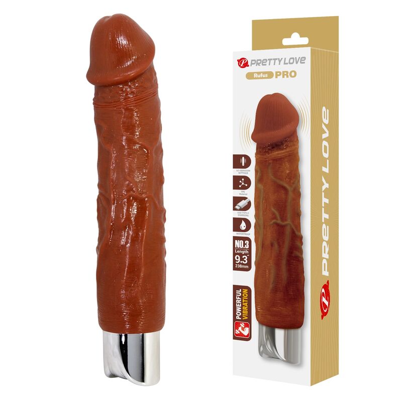 Pretty Love - Vibrador Realista Profissional 23,5 cm Ø 4,8 cm Marrom