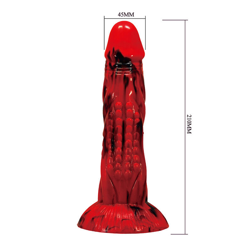 Power Monsters - Dildo Fantasia Minotauro com Ventosa 21 cm Ø 5 cm Vermelho e Preto