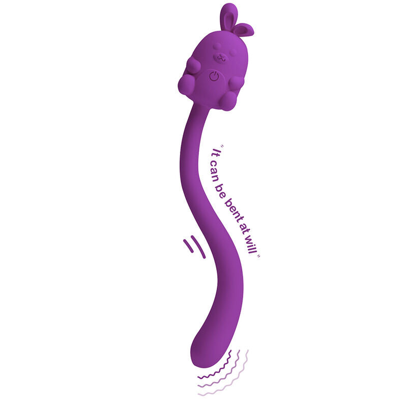 Pretty Love - Bastão Vibrador Flexível com Coelhinho Fofo, Recarregável Via USB, Roxo