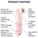 Satisfyer - Pearl Bunny 3 Vibrador Coelho com Pérolas Giratórias Rosa Claro