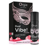 Orgie - Dual VIBE! Vibrador Líquido Beijável com Sabor de Morango, Gin Tônica, 15 ml