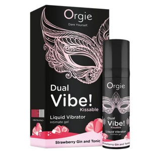 Orgie - Dual VIBE! Vibrador Líquido Beijável com Sabor de Morango, Gin Tônica, 15 ml