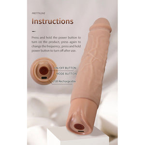 Pretty Love - Kessler Dildo Vibratório Realista com 10 Modos de Vibração e 10 Níveis de Profundidade, 22 cm Natural