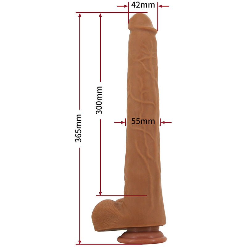 Pretty Love - Viggo Dildo Deslizante com Toque Suave e Realista, 36,5 cm Marrom