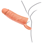 Hidden Desire - Manga Extensora de Silicone Líquido Inferno com Anel – 15 cm – Ø 4,5 cm – Tom de Pele