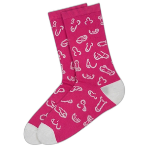 Diablo Picante - Meias Rosa com Estampa de Pênis Tamanho 35 - 40