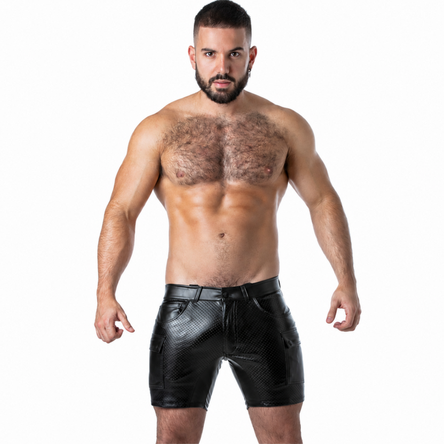 Locker Gear - Punch Hole Leatherette Calções Cargo Preto L