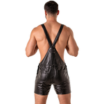 Locker Gear - Punch Hole Leatherette Jardineira Curta Preto S