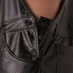 Locker Gear - Punch Hole Leatherette Jardineira Curta Preto XL