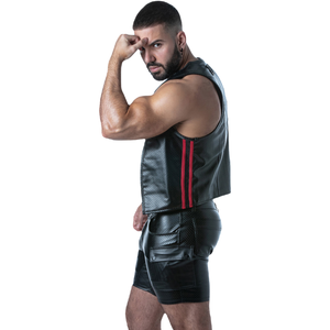 Locker Gear - Punch Hole Leatherette Colete Vermelho L