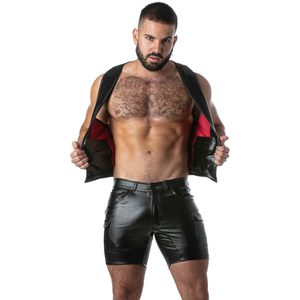 Locker Gear - Punch Hole Leatherette Colete Vermelho XL