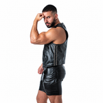 Locker Gear - Punch Hole Leatherette Colete Caqui S