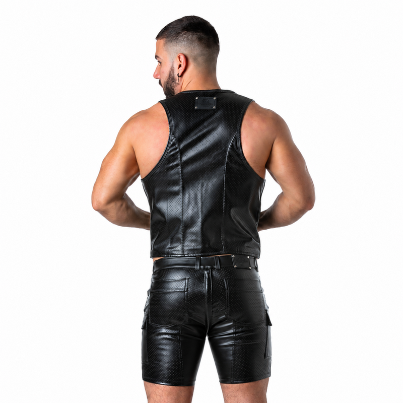 Locker Gear - Punch Hole Leatherette Colete Caqui S