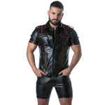 Locker Gear - Punch Hole Leatherette Camisa Vermelho M
