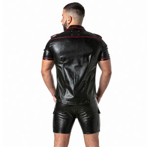 Locker Gear - Punch Hole Leatherette Camisa Vermelho L