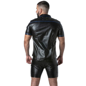 Locker Gear - Punch Hole Leatherette Camisa Azul XL
