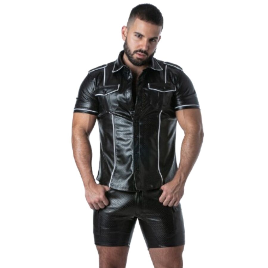 Locker Gear - Punch Hole Leatherette Camisa Branco L