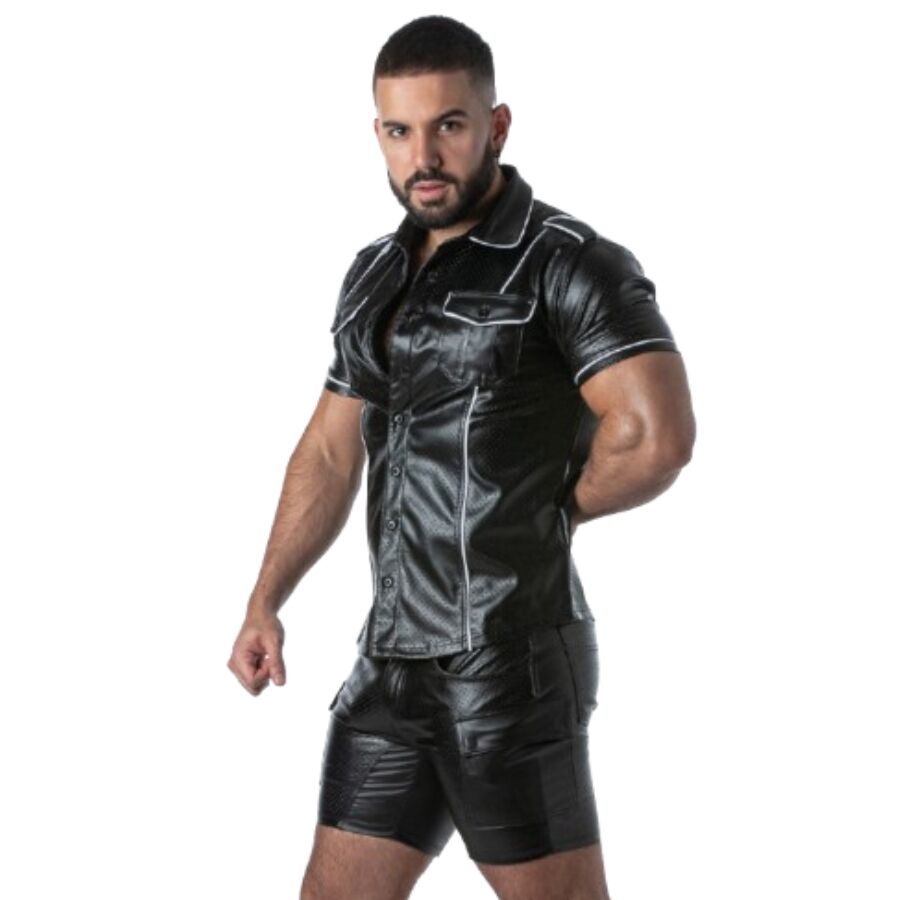 Locker Gear - Punch Hole Leatherette Camisa Branco L