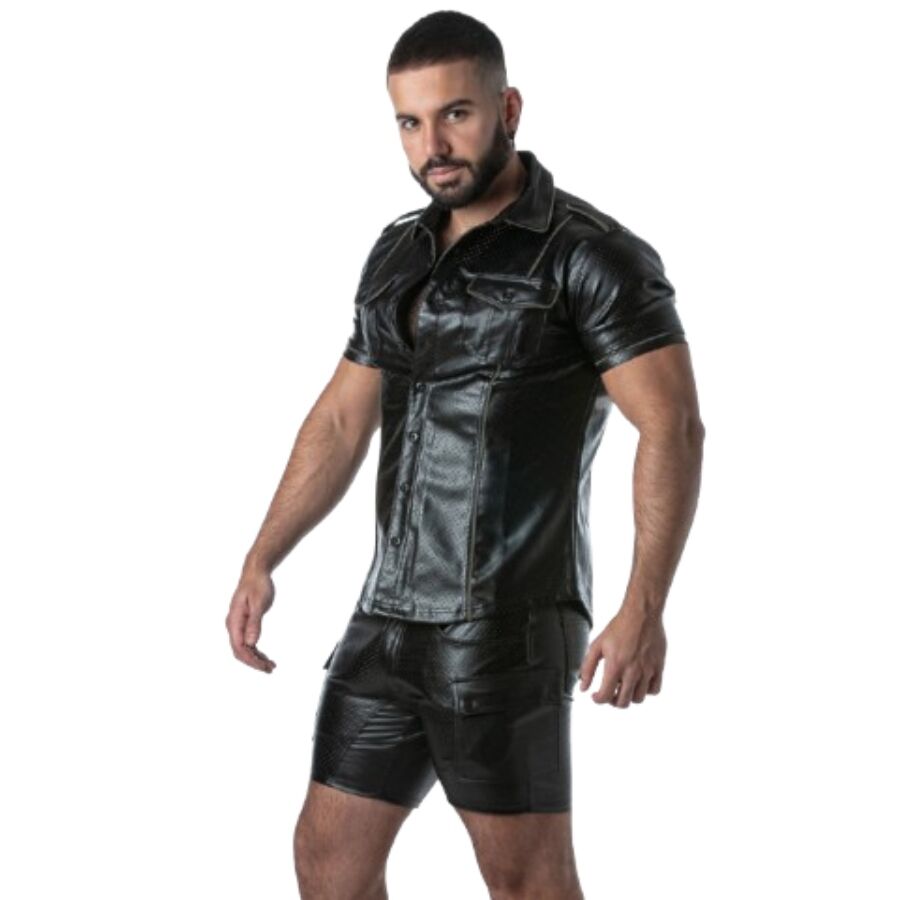 Locker Gear - Punch Hole Leatherette Camisa Caqui XL