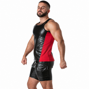 Locker Gear - Punch Hole Leatherette Camisola de Alças Vermelho L